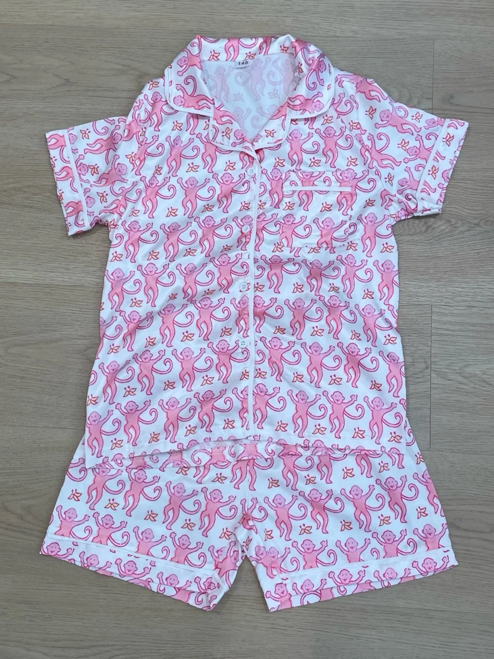 Amazon Essentials Pink Monkey Print Short Pajama Set